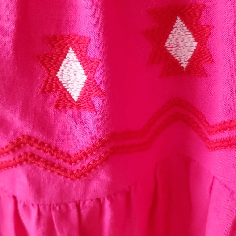 Ann Taylor LOFT Pink Linen Blend Embroidered Boho Tank Top Women XS Runs Big - Picture 6 of 12